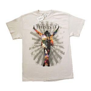 NWT Vintage Michael Jackson This Is Is Size Medium Mens Gray T-Shirt 2009 Movie